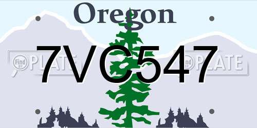 7VC547 Oregon License Plate