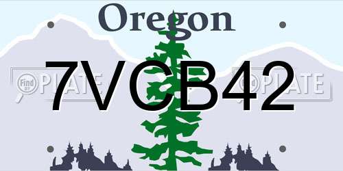 7VCB42 Oregon License Plate