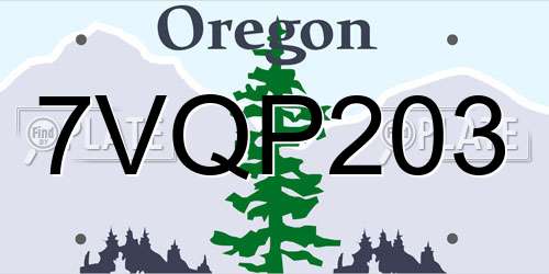 7VQP203 Oregon License Plate