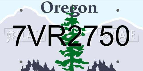 7VR2750 Oregon License Plate