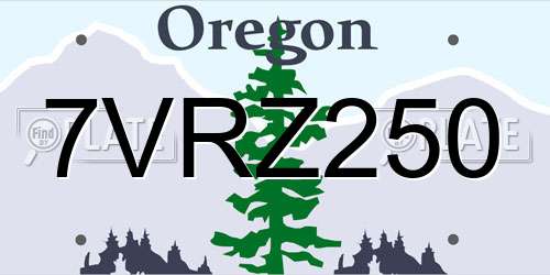 7VRZ250 Oregon License Plate