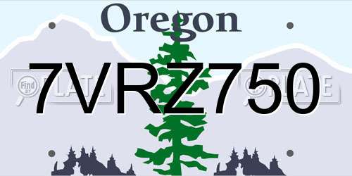 7VRZ750 Oregon License Plate
