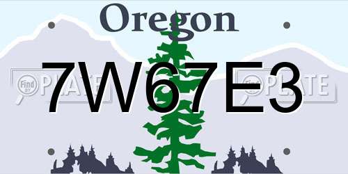 7W67E3 Oregon License Plate