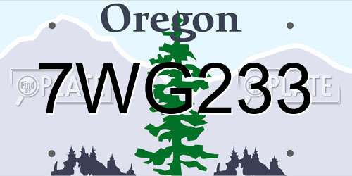 7WG233 Oregon License Plate