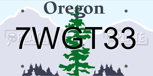 7WGT33 Oregon License Plate