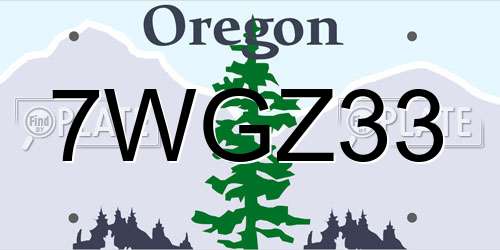 7WGZ33 Oregon License Plate