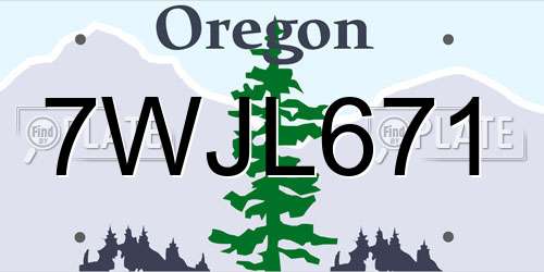 7WJL671 Oregon License Plate
