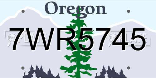 7WR5745 Oregon License Plate