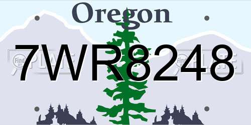 7WR8248 Oregon License Plate