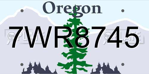 7WR8745 Oregon License Plate