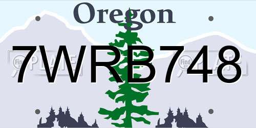 7WRB748 Oregon License Plate