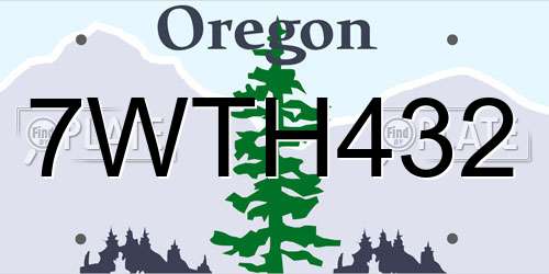 7WTH432 Oregon License Plate