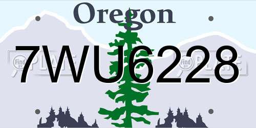7WU6228 Oregon License Plate