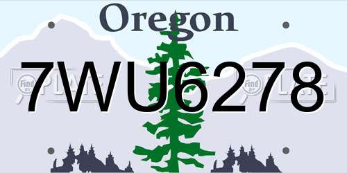 7WU6278 Oregon License Plate