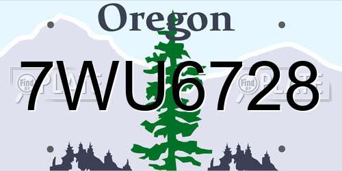 7WU6728 Oregon License Plate