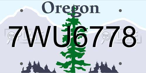 7WU6778 Oregon License Plate