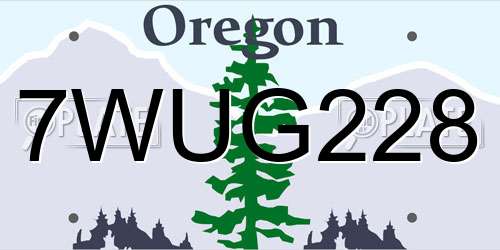 7WUG228 Oregon License Plate