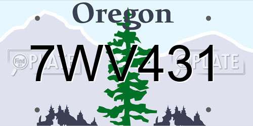 7WV431 Oregon License Plate