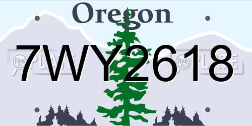 7WY2618 Oregon License Plate