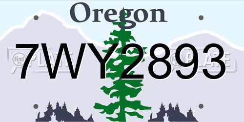 7WY2893 Oregon License Plate