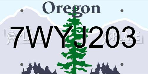 7WYJ203 Oregon License Plate