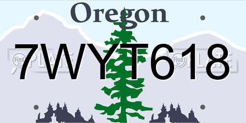 7WYT618 Oregon License Plate