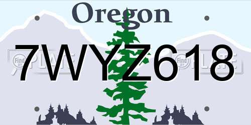 7WYZ618 Oregon License Plate