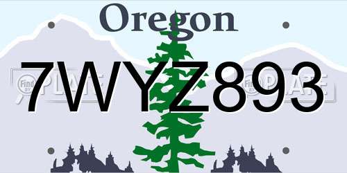 7WYZ893 Oregon License Plate