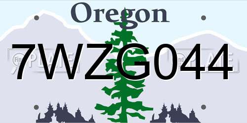 7WZG044 Oregon License Plate