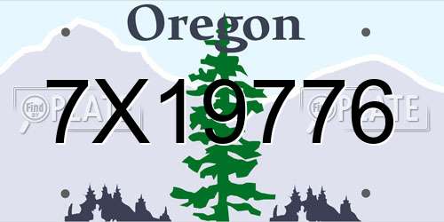 7X19776 Oregon License Plate