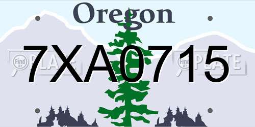 7XA0715 Oregon License Plate
