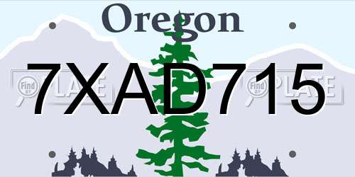 7XAD715 Oregon License Plate