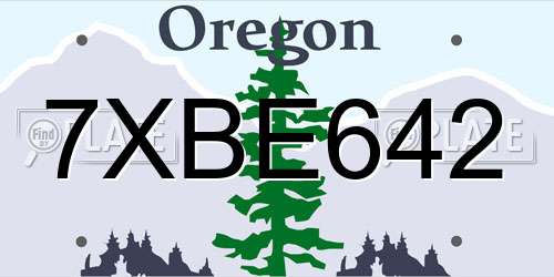 7XBE642 Oregon License Plate