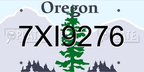 7XI9276 Oregon License Plate