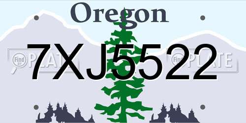 7XJ5522 Oregon License Plate