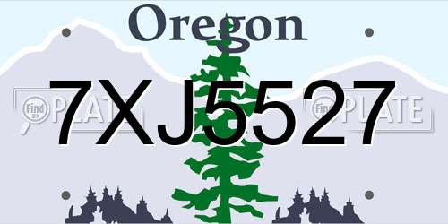7XJ5527 Oregon License Plate