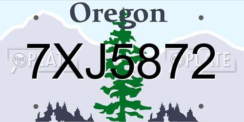 7XJ5872 Oregon License Plate