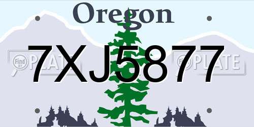 7XJ5877 Oregon License Plate