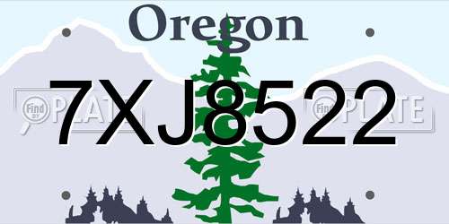 7XJ8522 Oregon License Plate