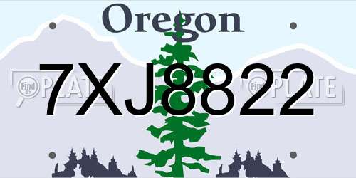 7XJ8822 Oregon License Plate