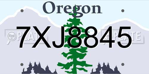 7XJ8845 Oregon License Plate