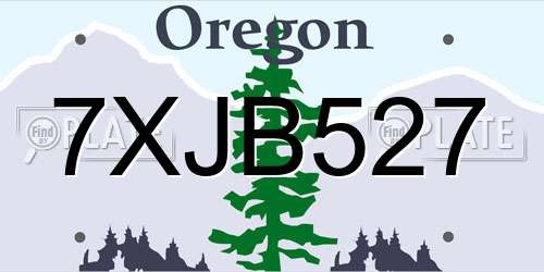 7XJB527 Oregon License Plate