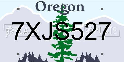 7XJS527 Oregon License Plate