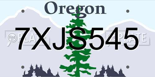 7XJS545 Oregon License Plate