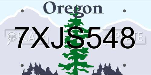 7XJS548 Oregon License Plate