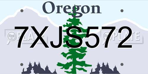 7XJS572 Oregon License Plate