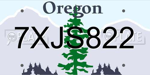 7XJS822 Oregon License Plate