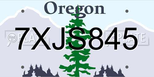 7XJS845 Oregon License Plate