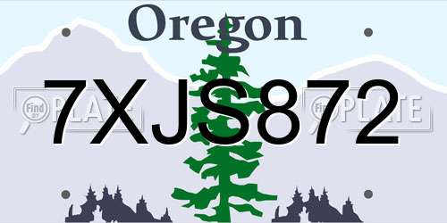 7XJS872 Oregon License Plate