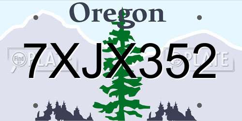 7XJX352 Oregon License Plate